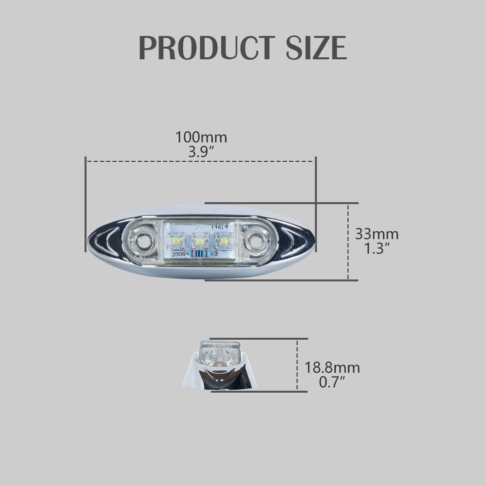 Weiße Mini-LED-Markierungsleuchte mit Chromblende