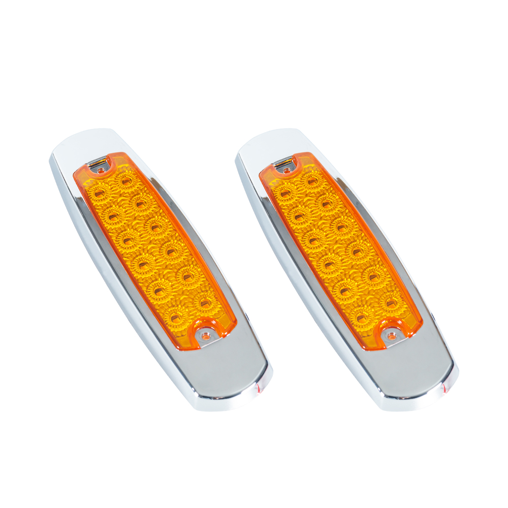 Gelb | rechteckig | LED -Marker -Freigabelichter mit Chrom/Edelstahleisen für Auto