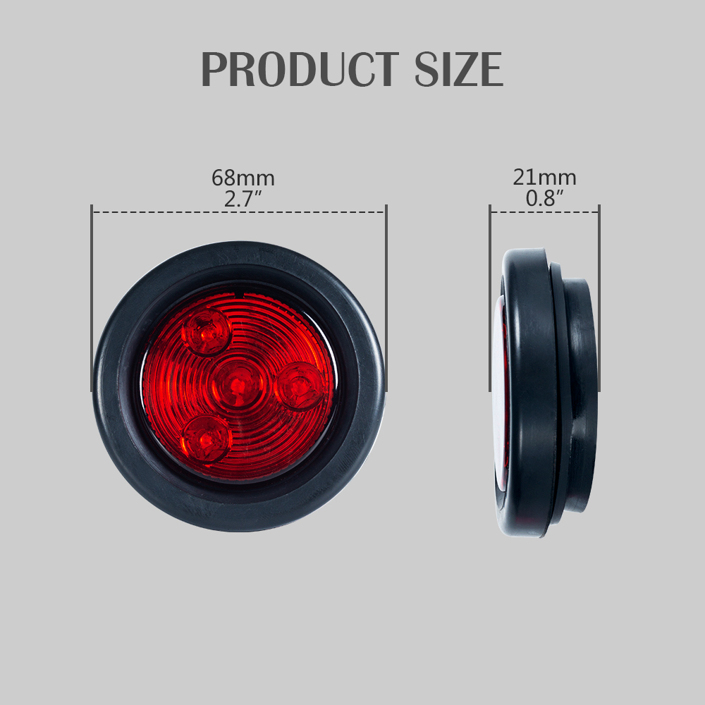 2" Runde rote/gelbe LED-Seitenmarkierungsleuchten