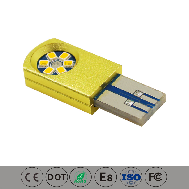 T10 USB führte gelbe LED-Auto-Innenbirne